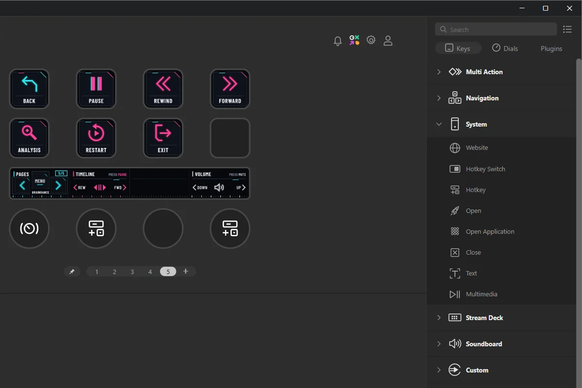 Drag Hotkey from the list on the right onto an empty place.