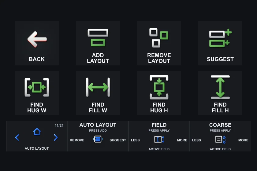 The Auto Layout page on Stream Deck +: eight keys and the touch strip.