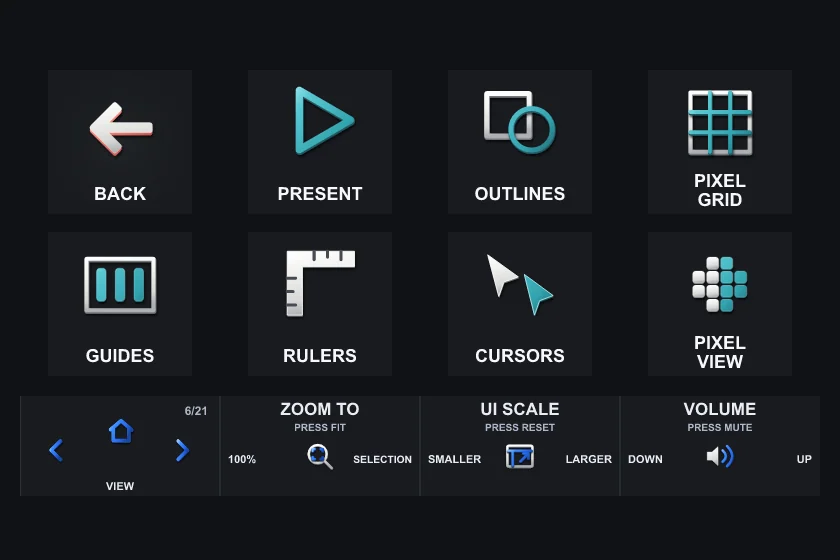 The View page on Stream Deck +: eight keys and the touch strip.