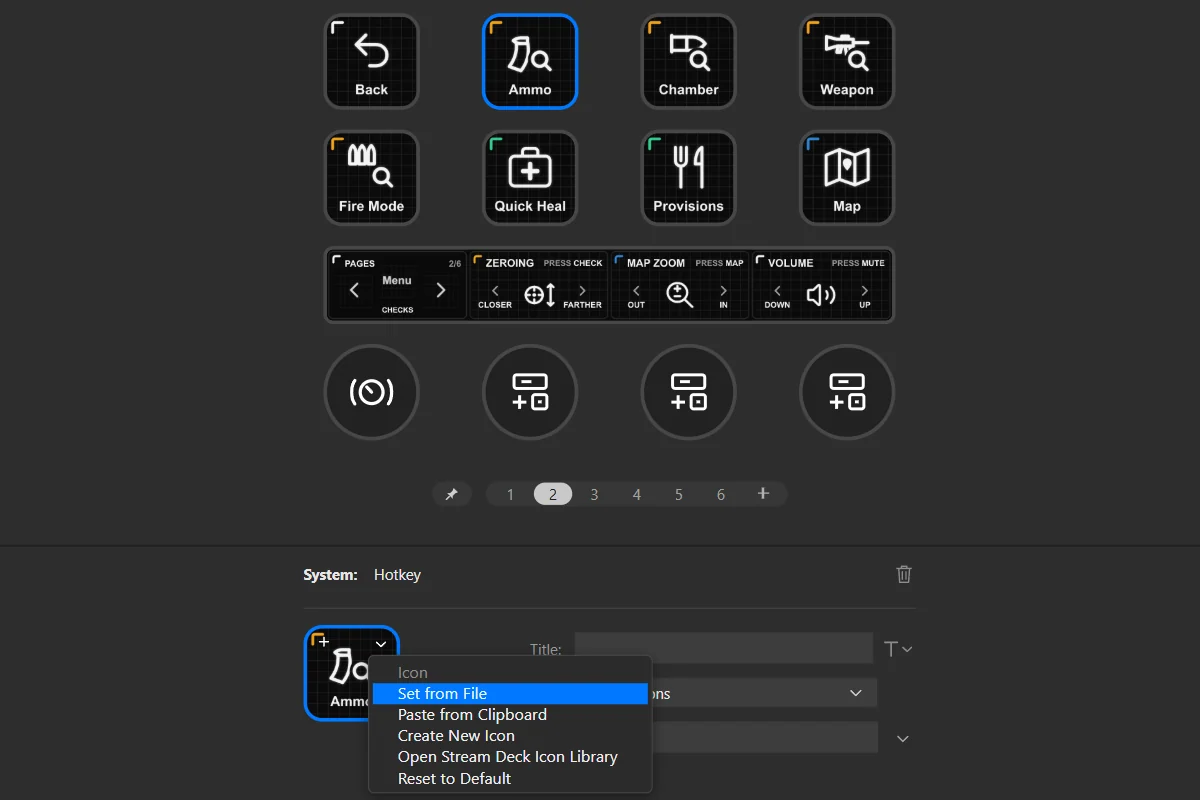 In the key’s settings: type a name in Title, or open the picture’s menu for a new icon.
