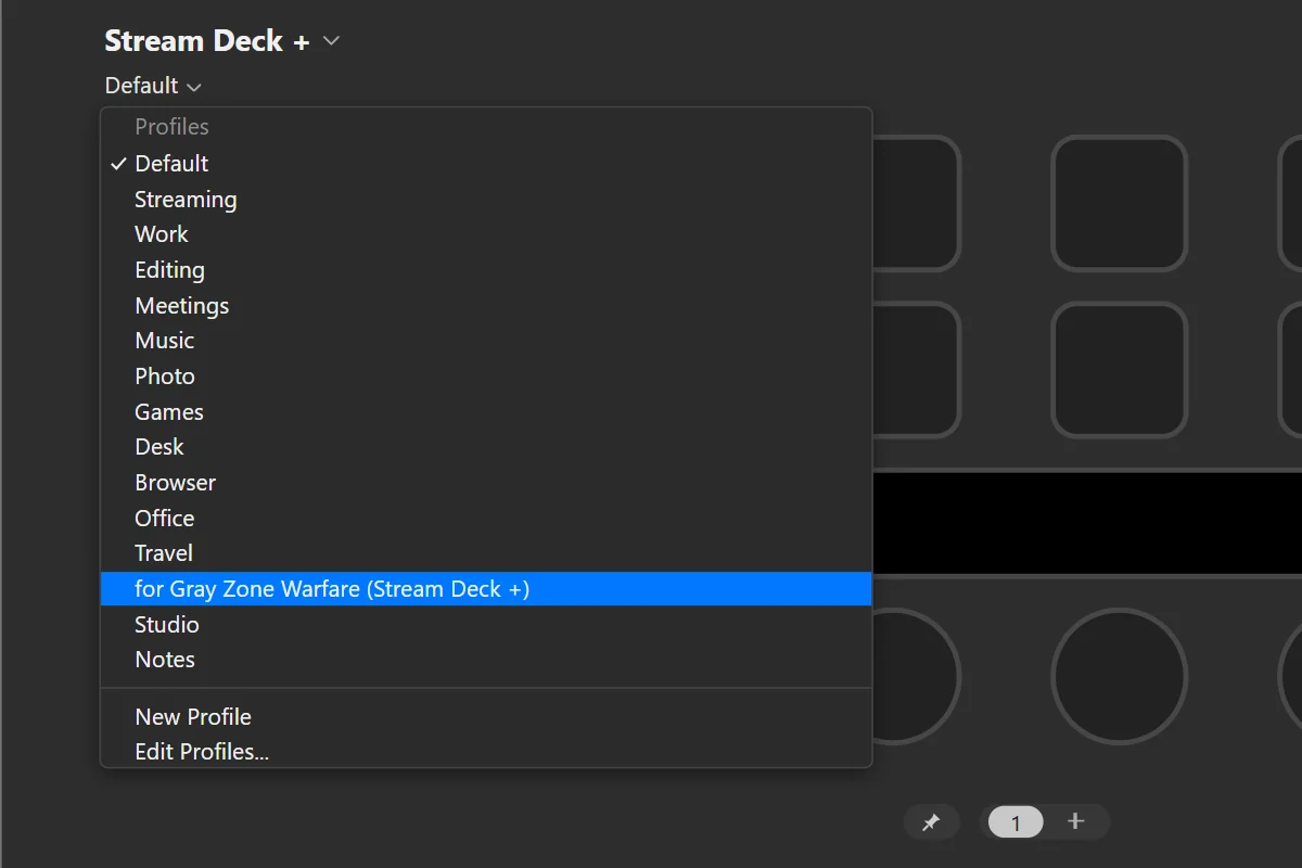 In the Stream Deck app, open the profile menu above the keys and pick the profile.