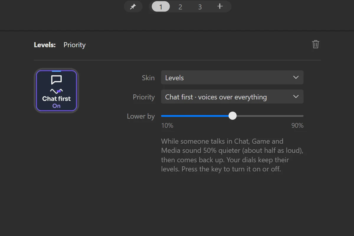 A Priority key selected: what comes first and how much the others step back.