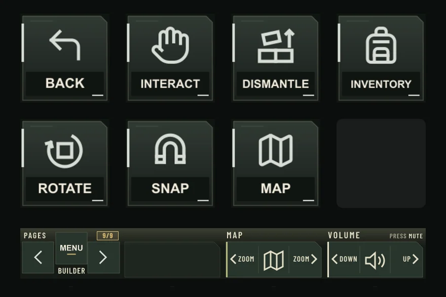 The Builder page on Stream Deck +: eight keys and the touch strip.