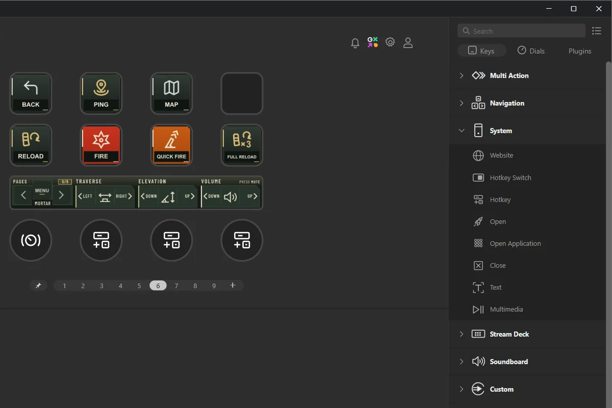 Drag Hotkey from the list on the right onto an empty place.