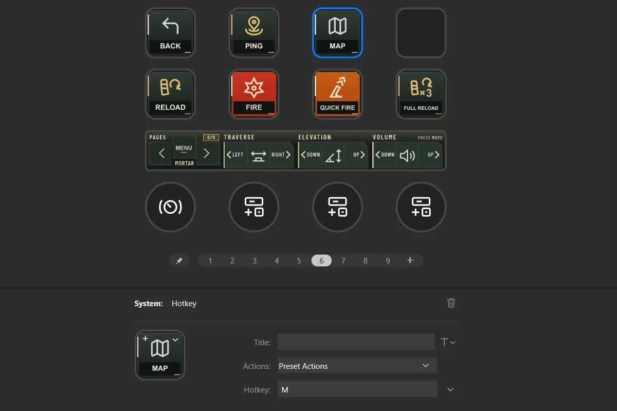 Click a key: its settings open at the bottom. Hotkey shows the key it sends.