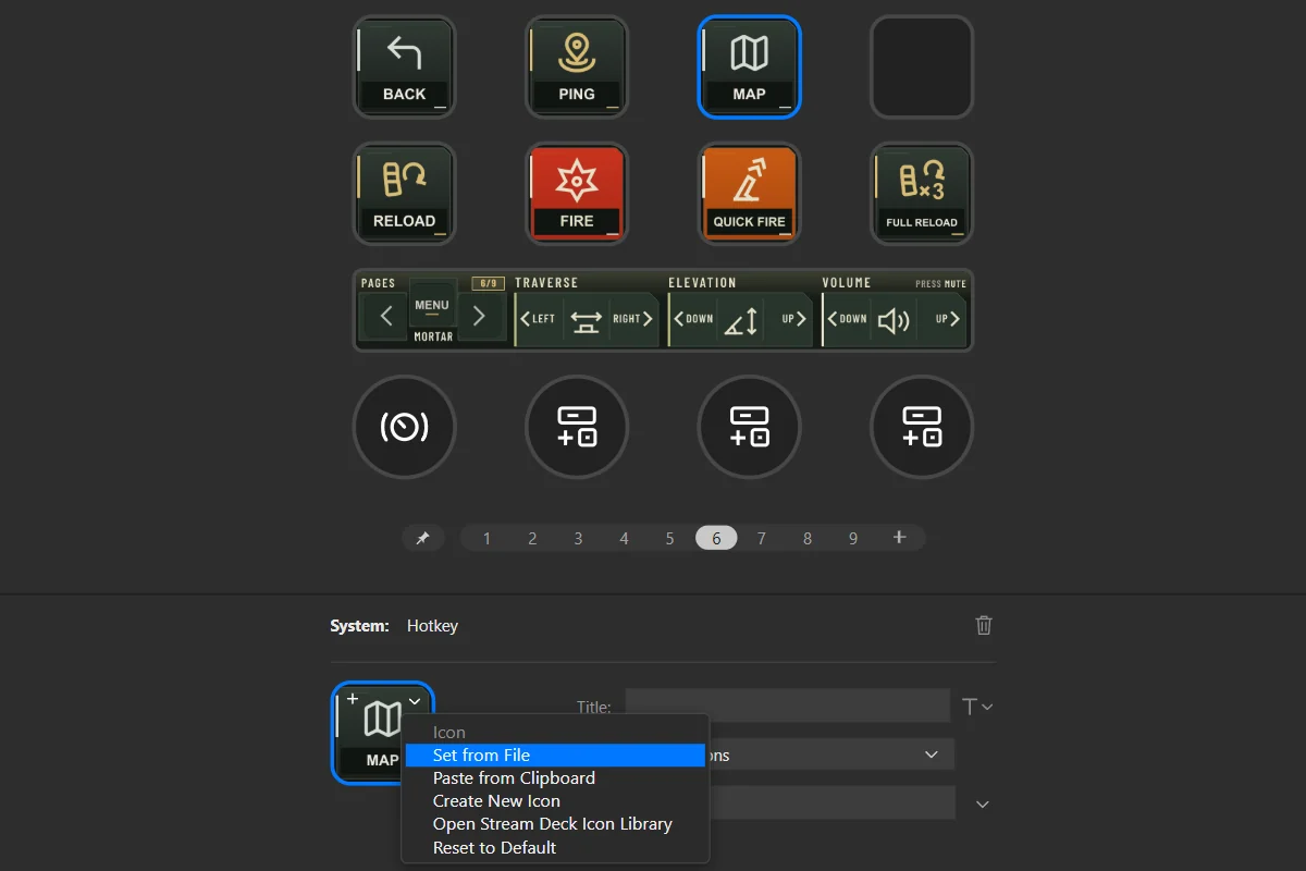 In the key’s settings: type a name in Title, or open the picture’s menu for a new icon.