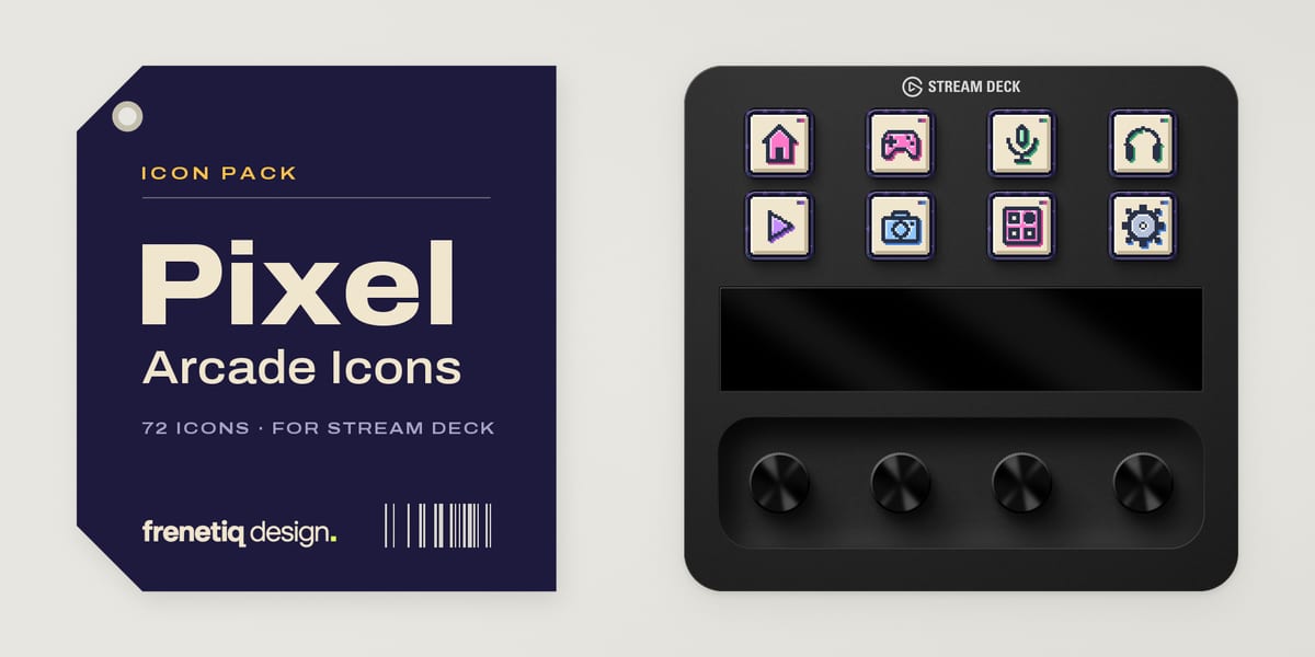 Pixel Arcade Icons: Stream Deck icon pack · Frenetiq Design