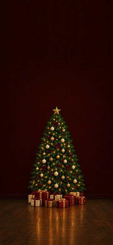Christmas Tree & Gifts Cranberry Home Screen wallpaper