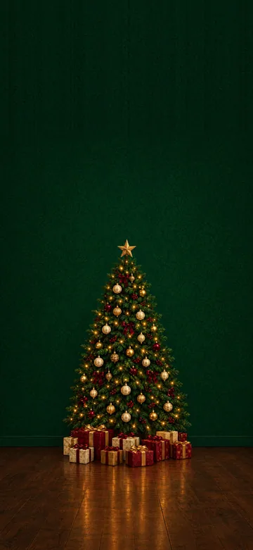 Christmas Tree & Gifts Emerald Home Screen wallpaper