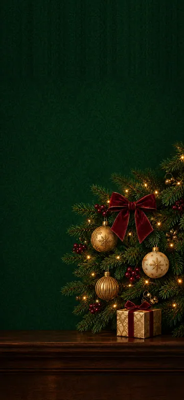 Christmas Tree & Gifts Emerald Lock Screen wallpaper