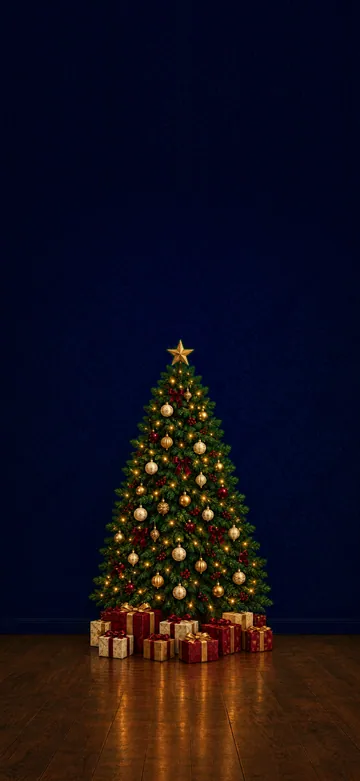 Christmas Tree & Gifts Midnight Home Screen wallpaper