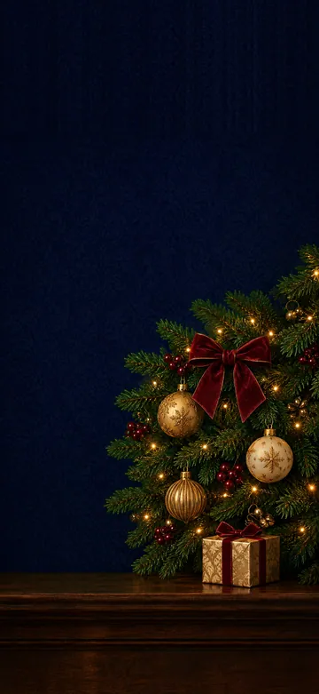 Christmas Tree & Gifts Midnight Lock Screen wallpaper