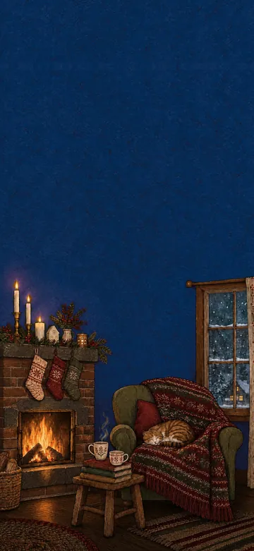Cozy Christmas Midnight Home Screen wallpaper