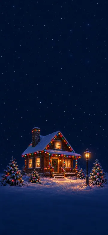 Lit House Midnight Lock Screen wallpaper