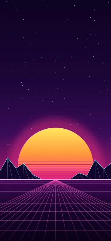 Neon Horizon Sunset Lock Screen wallpaper